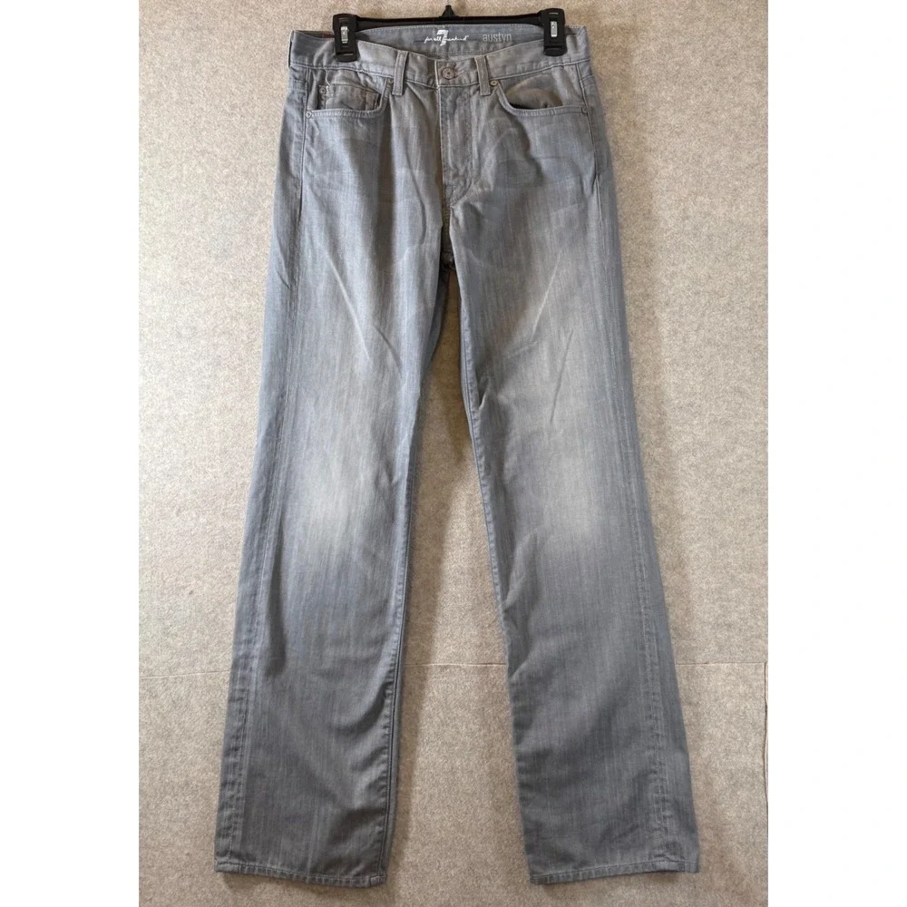 7 For All Mankind Austyn Jeans 29 Relaxed Straight Grey Denim Made in USA